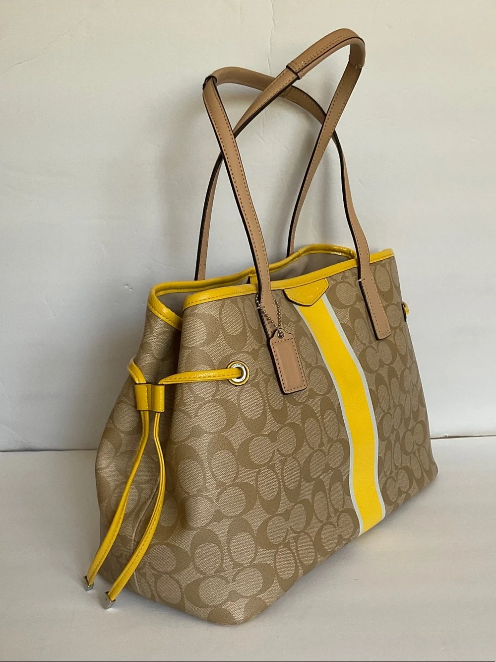Coach Yellow and Tan Signature Tote